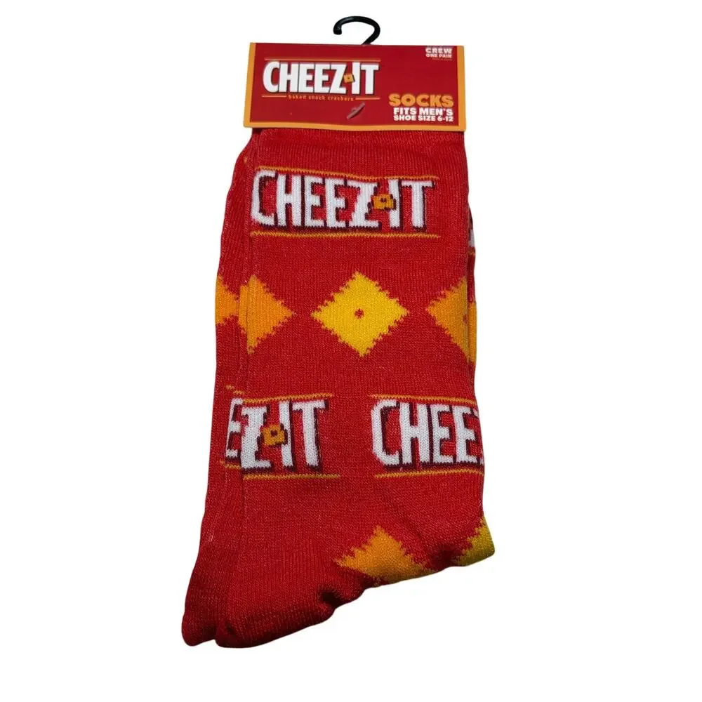Cheez It Crackers Men's Novelty Crew Socks 1 Pair Red Shoe Size 6-12